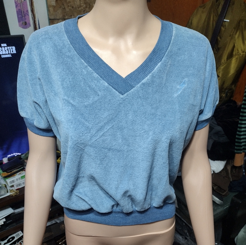 VINTAGE Women's S/S *Lightning Orbit* VELOUR Top (L).